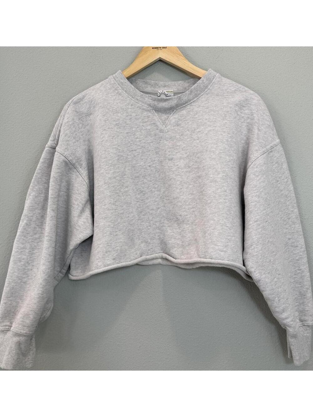 Aerie Offline Cropped Cutoff Pullover Sweater In Light Gray - Women's Small